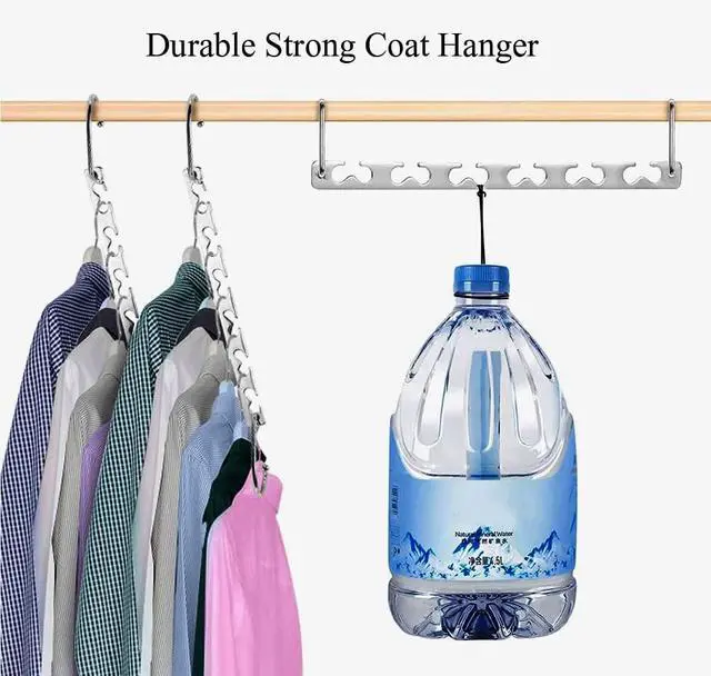 Alt view image 6 of 7 - Space Saving Hangers, Shirt Hanger, Metal Hangers for Clothes, Space Saver for Hanging Clothes, Sturdy Metal Wardrobe Organizer, Pack of 10