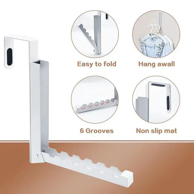 Alt view image 4 of 6 - Over The Door Hanger Hooks for Clothes, Over The Door Coat Hook Portable Clothes Drying Rack for Laundry Foldable Rack Space Saving - 1 Pack