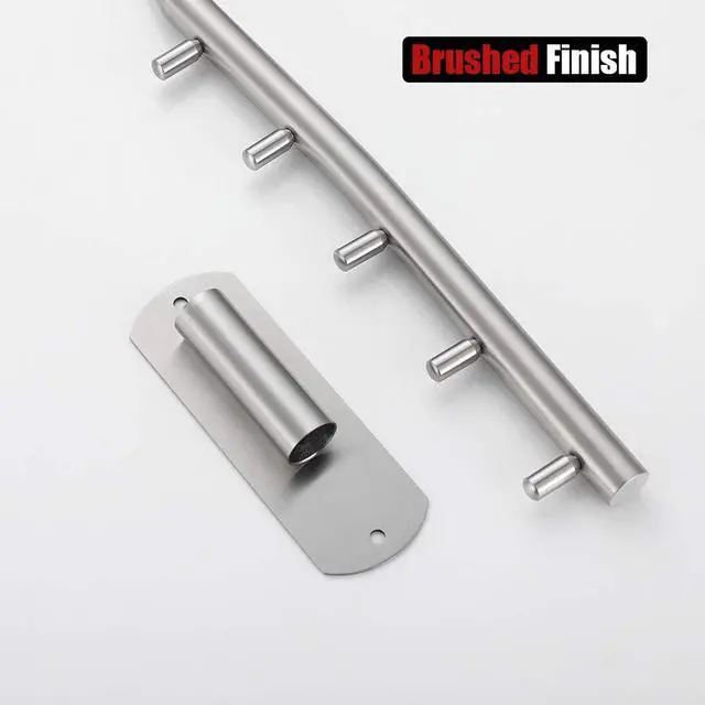 Alt view image 7 of 7 - Folding Clothes Hanger Rack, Stainless Steel Swing Arm Hook Holder, Clothing Hanging System Drying Closet Storage Organizer Brushed Finished Wall Mount, SHR100-BN