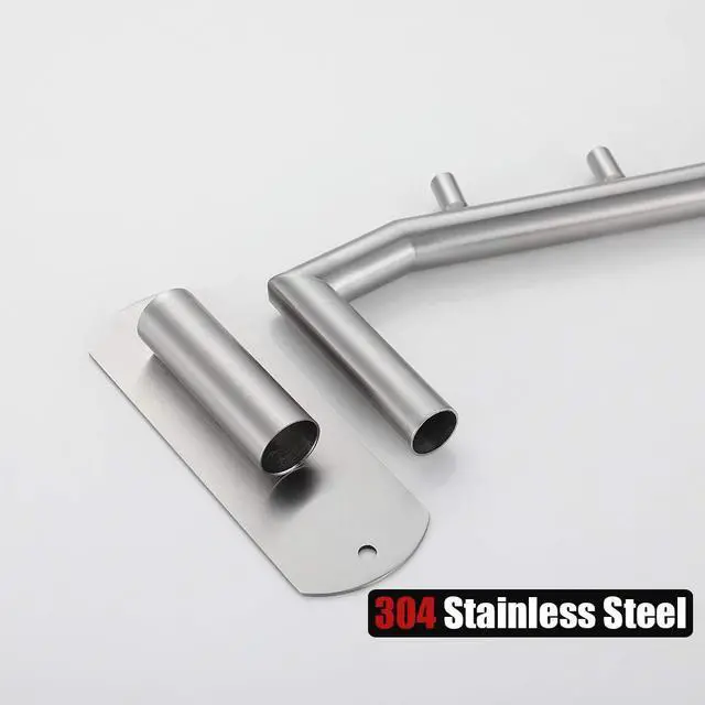 Alt view image 6 of 7 - Folding Clothes Hanger Rack, Stainless Steel Swing Arm Hook Holder, Clothing Hanging System Drying Closet Storage Organizer Brushed Finished Wall Mount, SHR100-BN