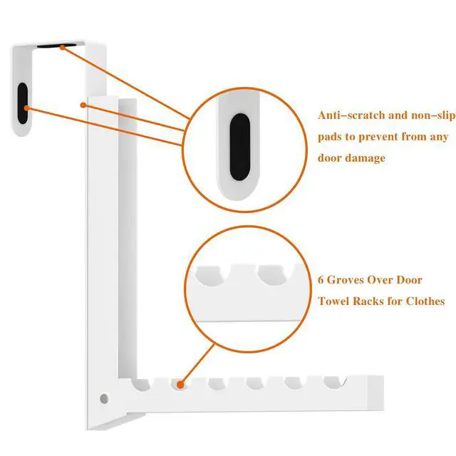 Alt view image 3 of 6 - Folding Clothes Drying Rack for Indoor Laundry Room,2 Pack Over The Door Hanger with 6 Groves,Foldable Portable Clothing Hanger Hook Collapsible