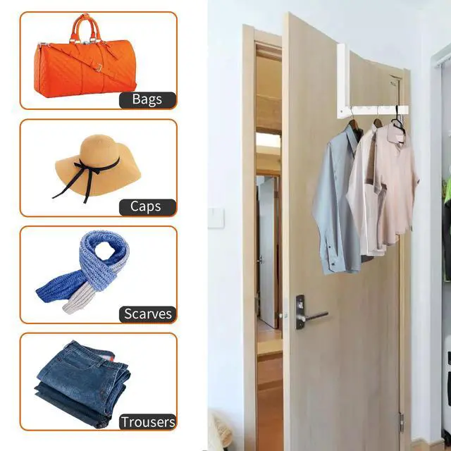 Alt view image 5 of 6 - Folding Clothes Drying Rack for Indoor Laundry Room,2 Pack Over The Door Hanger with 6 Groves,Foldable Portable Clothing Hanger Hook Collapsible