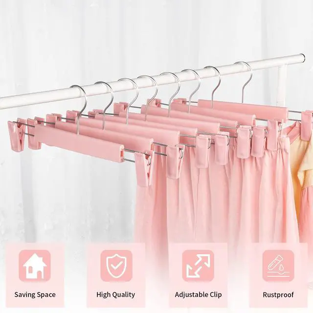 Alt view image 2 of 7 - Pants Hangers with Clips, Skirt Hangers, 10 Pack, Pink