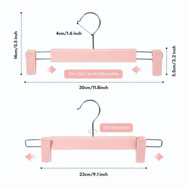 Alt view image 3 of 7 - Pants Hangers with Clips, Skirt Hangers, 10 Pack, Pink