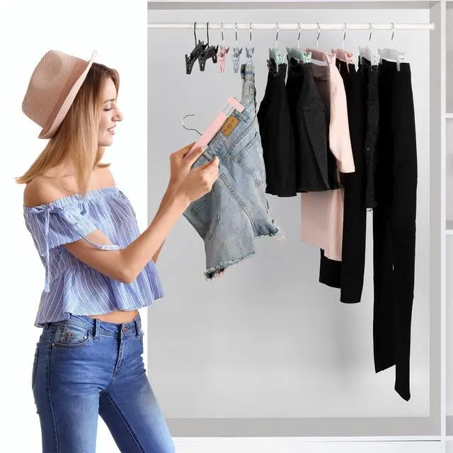 Alt view image 5 of 7 - Pants Hangers with Clips, Skirt Hangers, 10 Pack, Pink