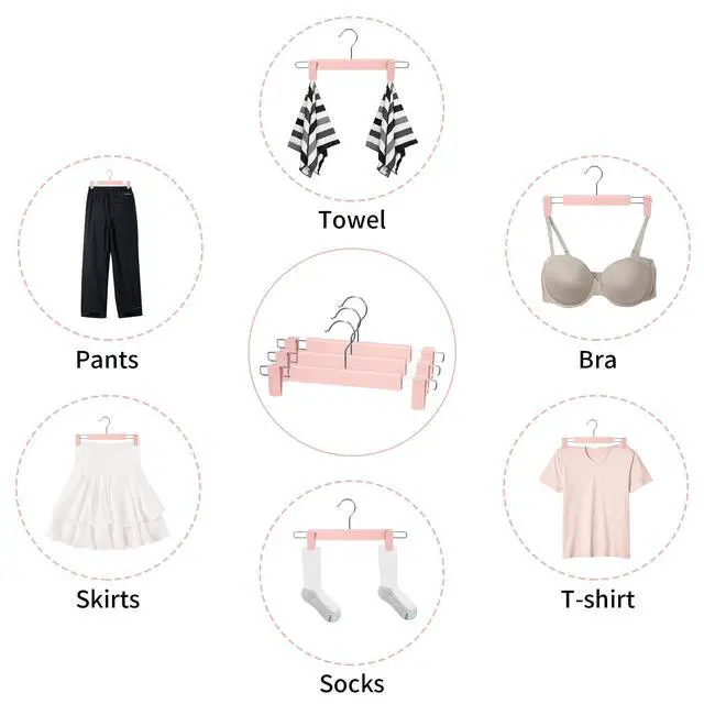 Alt view image 6 of 7 - Pants Hangers with Clips, Skirt Hangers, 10 Pack, Pink