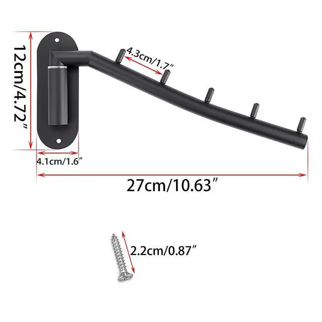 Alt view image 3 of 7 - Stainless Steel Clothes Hanger Rack-Wall Mount Garment Hook with Swing Arm, Sturdy Coat Robe Storage Organizer for Laundry Room Bedrooms Clothing Drying Rack with 5 Hooks, Black