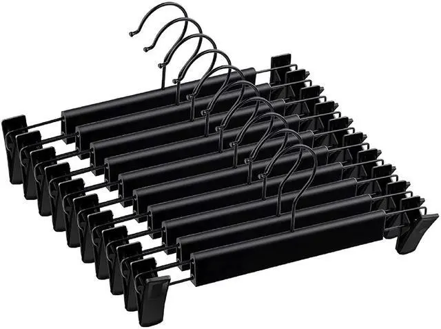 Main image of Pants Hangers with Clips, Skirt Hangers, 10 Pack, Black