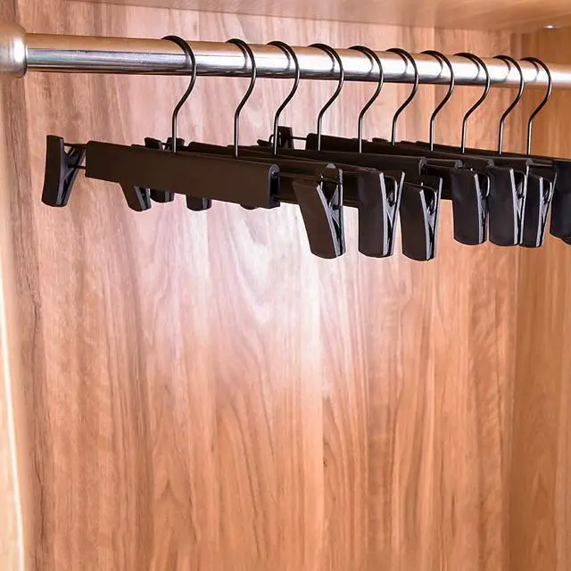 Alt view image 7 of 7 - Pants Hangers with Clips, Skirt Hangers, 10 Pack, Black