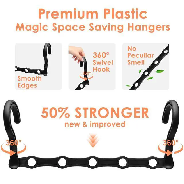 Alt view image 3 of 7 - Magic Clothes Hangers Space Saving, Premium Closet Organizers and Storage, Sturdy Plastic Cascading Hanger with 360° Swivel Hooks for 20 Heavy Clothes, College Dorm Room Essentials for Girls, 4 Pack