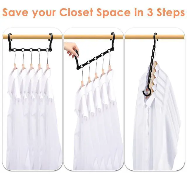 Alt view image 4 of 7 - Magic Clothes Hangers Space Saving, Premium Closet Organizers and Storage, Sturdy Plastic Cascading Hanger with 360° Swivel Hooks for 20 Heavy Clothes, College Dorm Room Essentials for Girls, 4 Pack