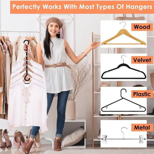 Alt view image 6 of 7 - Magic Clothes Hangers Space Saving, Premium Closet Organizers and Storage, Sturdy Plastic Cascading Hanger with 360° Swivel Hooks for 20 Heavy Clothes, College Dorm Room Essentials for Girls, 4 Pack