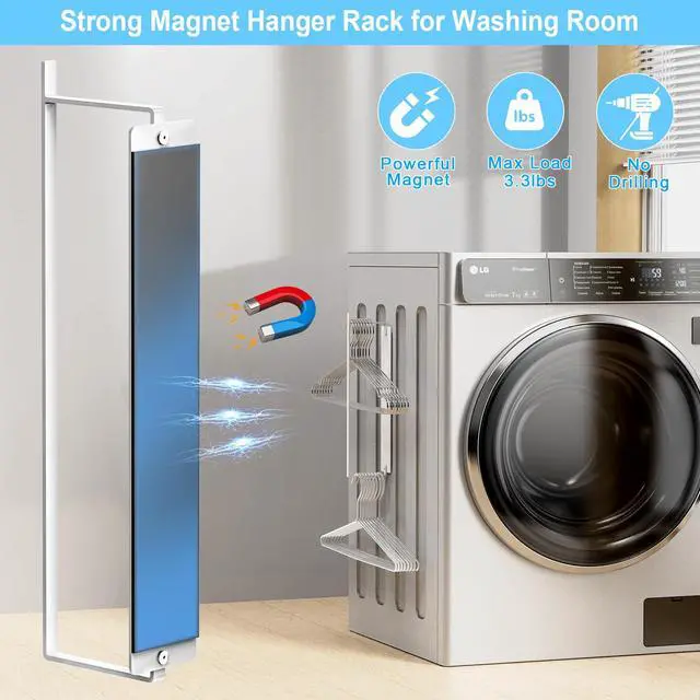Alt view image 2 of 7 - Hanger Organizer Magnetic Hanger Holder for Washing Machine Laundry Room Organization,Clothes Hangers Stacker Coat Hanger Stacker Stand Rack for Adult Kids Velvet Pants Hangers Storage