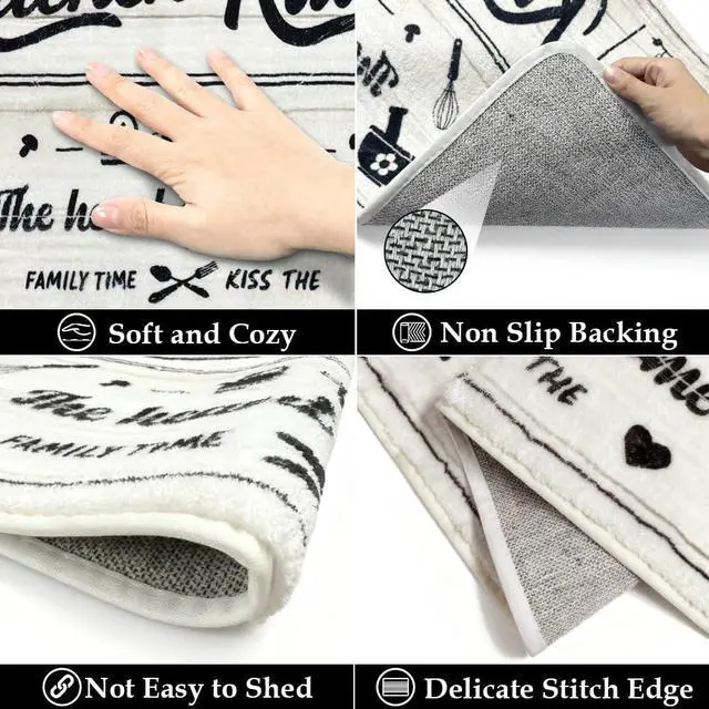 Alt view image 2 of 7 - Kitchen Mats 20x47inch High Pile Rug,Thickened Kitchen Rug Kitchen Rules Theme Rugs Waterproof Non-Slip Rugs Comfort Standing Mat for Kitchen, Laundry Room, Farmhouse Home Decor