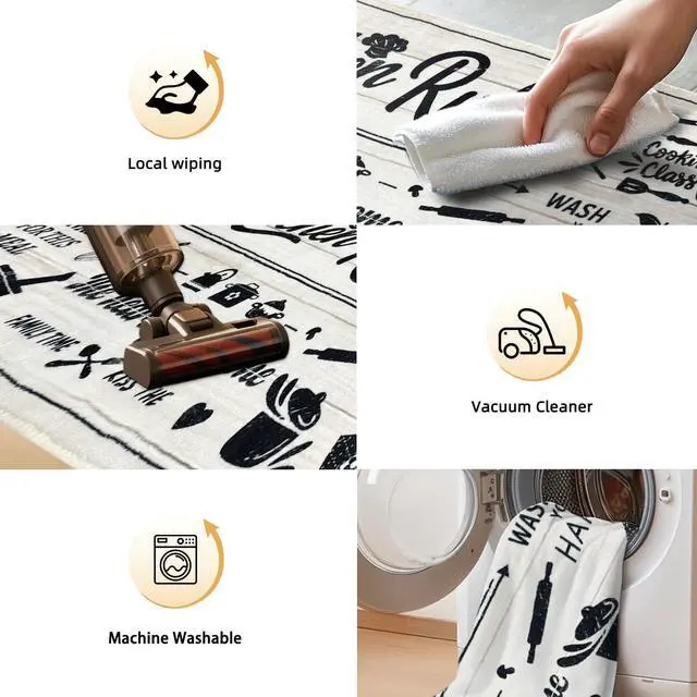 Alt view image 5 of 7 - Kitchen Mats 20x47inch High Pile Rug,Thickened Kitchen Rug Kitchen Rules Theme Rugs Waterproof Non-Slip Rugs Comfort Standing Mat for Kitchen, Laundry Room, Farmhouse Home Decor