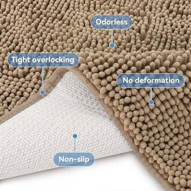 Alt view image 4 of 7 - Bathroom Rugs 24x17, Bath Mats for Bathroom Non Slip with Rubber Backing,High Absorbent Microfiber Bath Rugs Quick Drying, Machine Washable, Durable Decor