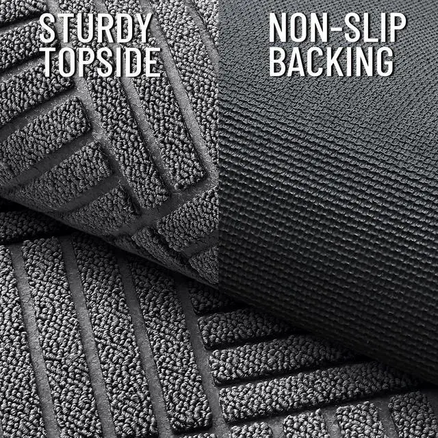 Alt view image 5 of 7 - Front Door Mat Outside Entrance 29.5x17, Absorbent, Heavy Duty Sturdy Natural Rubber Doormat Indoor Outdoor, Stain and Fade Resistant, Non-Slip Low Profile Floor Mat for Entryway, Grey Diamond
