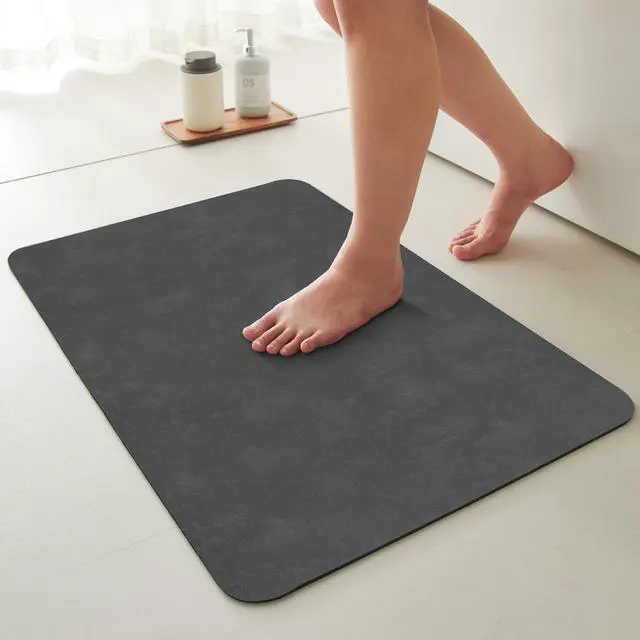 Main image of Bath Mat, Bathroom Rugs Non Slip Washable Thin Absorbent Quick Dry Bath Mat Fits Under Door Bathroom Floor Mat Perfect for Bath, Shower, or Sink 16"x24" Dark Grey