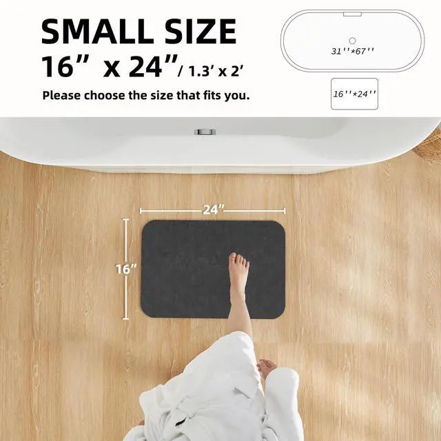 Alt view image 2 of 7 - Bath Mat, Bathroom Rugs Non Slip Washable Thin Absorbent Quick Dry Bath Mat Fits Under Door Bathroom Floor Mat Perfect for Bath, Shower, or Sink 16"x24" Dark Grey