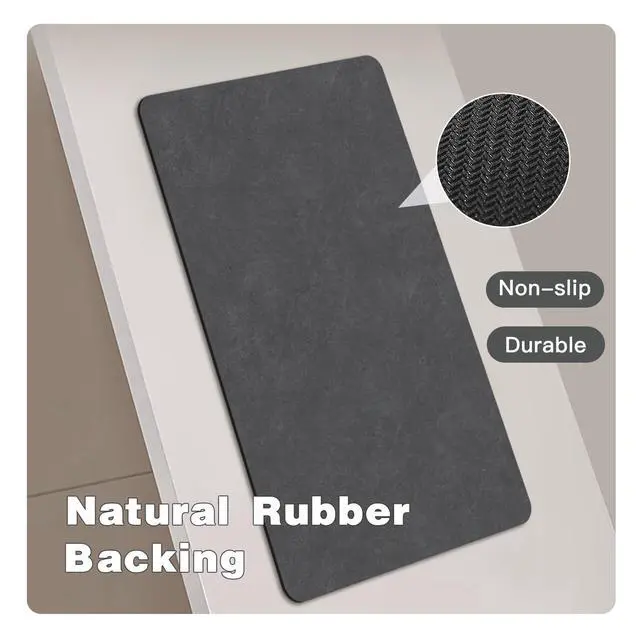 Alt view image 4 of 7 - Bath Mat, Bathroom Rugs Non Slip Washable Thin Absorbent Quick Dry Bath Mat Fits Under Door Bathroom Floor Mat Perfect for Bath, Shower, or Sink 16"x24" Dark Grey