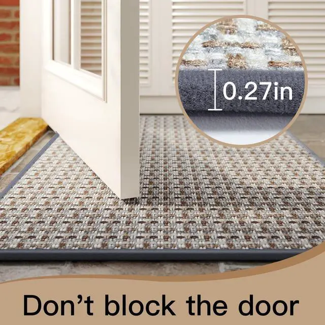 Alt view image 4 of 7 - Door Mat 17"x30",Door Mat Indoor Entrance Dirt Resistant and Absorbent Non-Slip Rubber Backing Front Door Mats Washable Low-Profile Indoor Mats for Entryway, Inside Entrance Easy Clean Gray