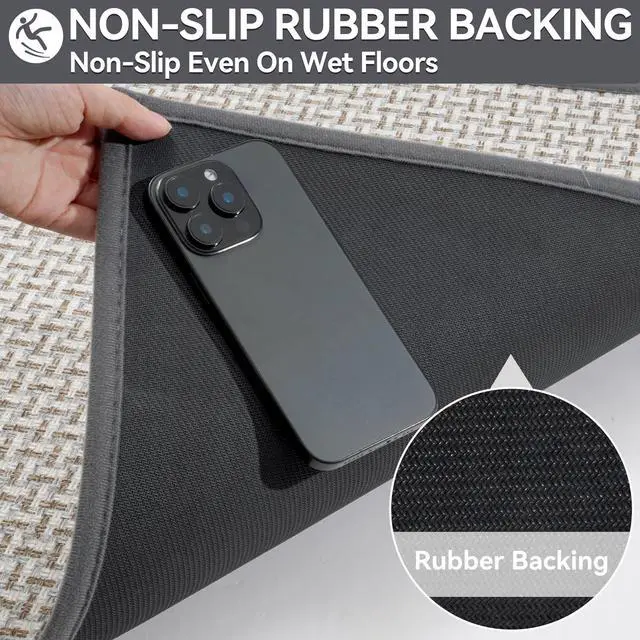 Alt view image 6 of 7 - Door Mat 17"x30",Door Mat Indoor Entrance Dirt Resistant and Absorbent Non-Slip Rubber Backing Front Door Mats Washable Low-Profile Indoor Mats for Entryway, Inside Entrance Easy Clean Gray