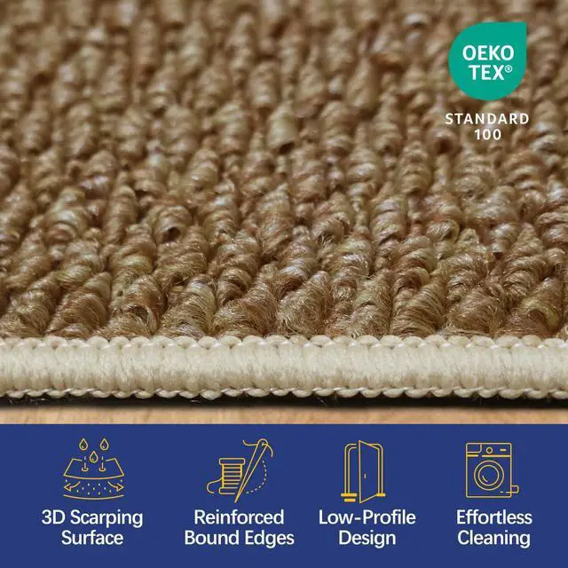 Alt view image 5 of 7 - Dirt Trapping Door Mat 20x32, Taupe Faux Jute Entryway Rug