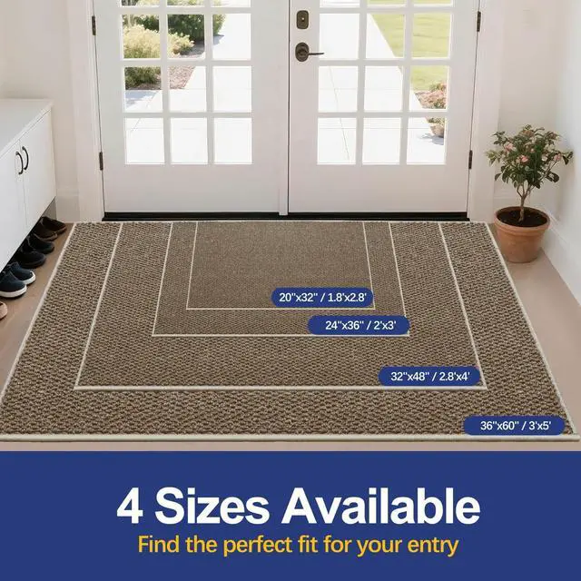 Alt view image 6 of 7 - Dirt Trapping Door Mat 20x32, Taupe Faux Jute Entryway Rug