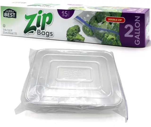 Main image of 2 Gallon Storage Zip Bags - 15 Count | Extra Large, Leak-Proof, Freezer Safe & Resealable Food Storage Bags with Double Zip Lock | Heavy-Duty, BPA-Free, Multi-Purpose - DURRA BEST
