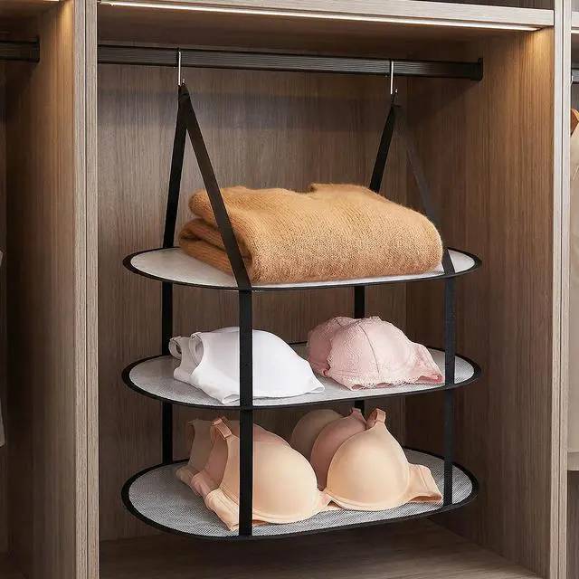 Alt view image 7 of 7 - 2 Pcs 3 Tier Folding Mesh Clothes Drying Rack