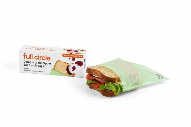 Main image of Home Compostable Zipper Bags Sandwich Size, 50ct, 1 Box of 50 Plant-Based & Plastic-Free, No Microplastics, Leak-Resistant, Resealable Food-Safe Bags