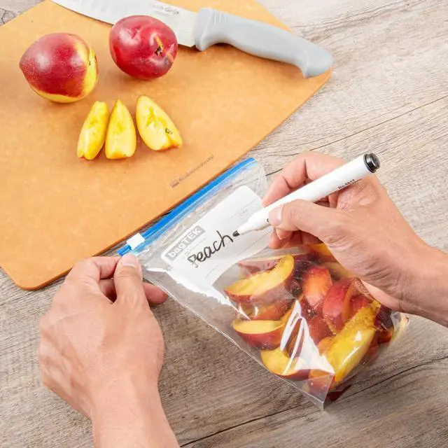 Alt view image 5 of 7 - -Bag Tek 1 Quart Freezer Slider Bags, 25 Disposable Zipper Pouch Bags - Slide Zipper, Expandable Bottom, Clear Plastic Freezer Bag, With Write-On-Label, For Food Storage