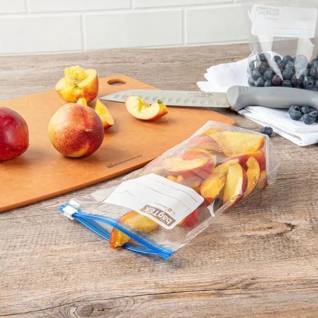 Alt view image 7 of 7 - -Bag Tek 1 Quart Freezer Slider Bags, 25 Disposable Zipper Pouch Bags - Slide Zipper, Expandable Bottom, Clear Plastic Freezer Bag, With Write-On-Label, For Food Storage