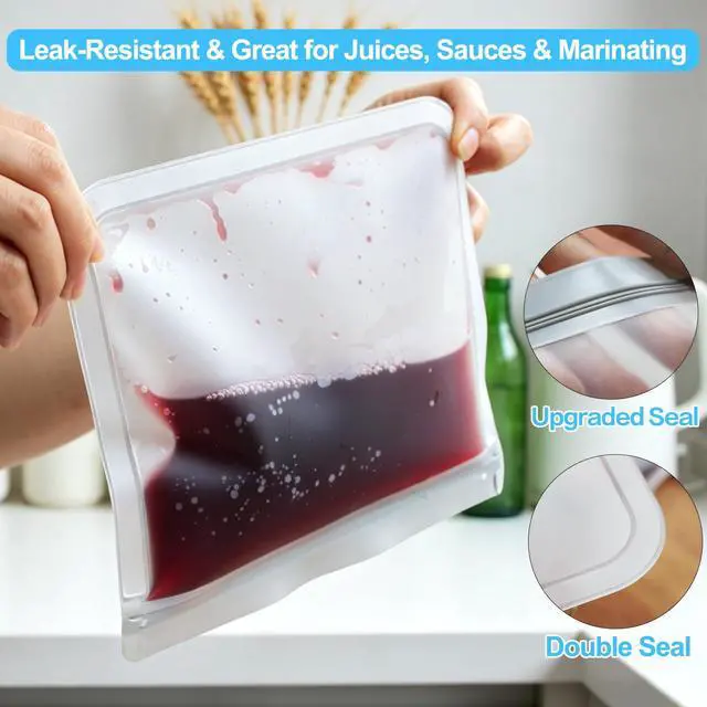 Alt view image 3 of 7 - 10 Pack Reusable Snack Bags Dishwasher Safe, DualSeal Reusable Sandwich Bag