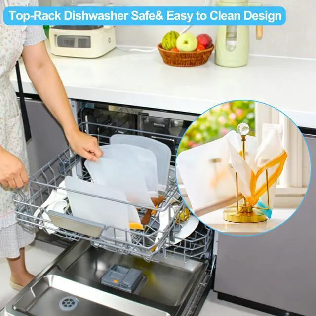 Alt view image 5 of 7 - 10 Pack Reusable Snack Bags Dishwasher Safe, DualSeal Reusable Sandwich Bag