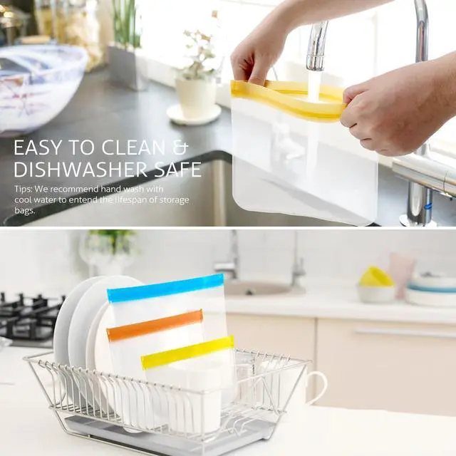Alt view image 5 of 6 - 10 Pack Reusable Gallon Freezer Bags, Multicolor