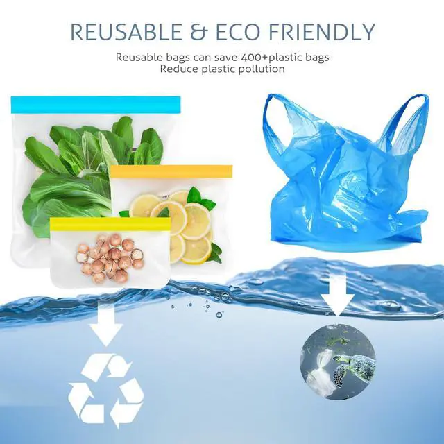 Alt view image 6 of 6 - 10 Pack Reusable Gallon Freezer Bags, Multicolor