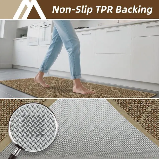 Alt view image 3 of 7 - Kitchen Rug Non Slip Washable 20"x32", Absorbent Kitchen Mats for Floor, Runner Rugs for Kitchen Floor, 100% Polypropylene Kitchen Sink Rug (Beige)