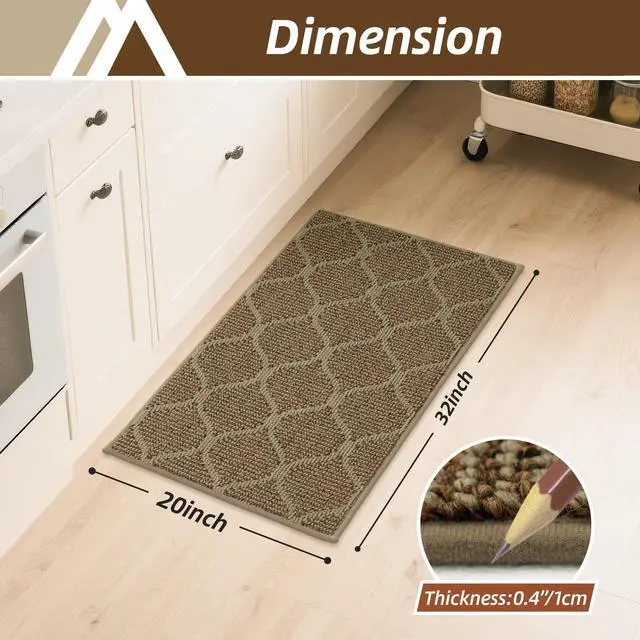 Alt view image 5 of 7 - Kitchen Rug Non Slip Washable 20"x32", Absorbent Kitchen Mats for Floor, Runner Rugs for Kitchen Floor, 100% Polypropylene Kitchen Sink Rug (Beige)