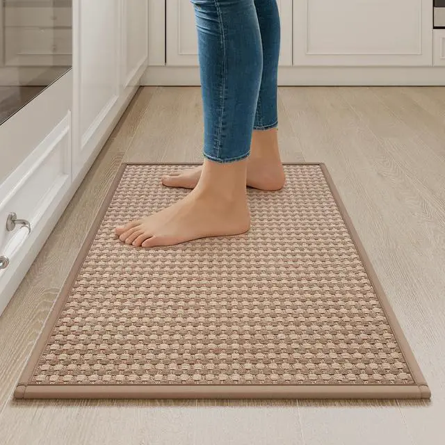 Main image of Kitchen Rugs Kitchen Mats for Floor Non Slip Washable Brown 17"x30"