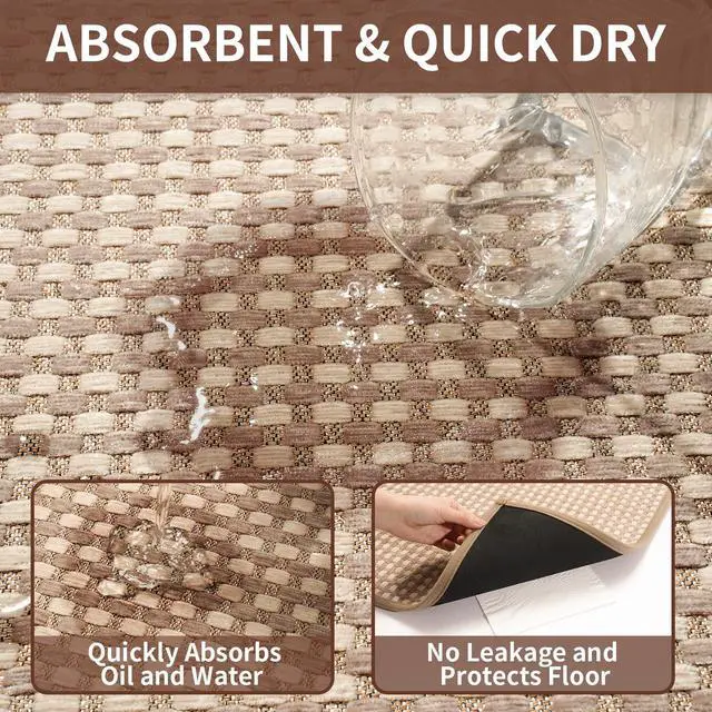 Alt view image 5 of 7 - Kitchen Rugs Kitchen Mats for Floor Non Slip Washable Brown 17"x30"
