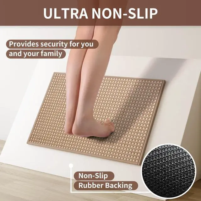 Alt view image 4 of 7 - Kitchen Rugs Kitchen Mats for Floor Non Slip Washable Brown 17"x30"