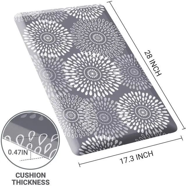 Alt view image 2 of 7 - Kitchen Mat Waterproof Kitchen Rugs for Floor Cushioned Anti-Fatigue Mat Non-Slip Standing Desk Mat Comfort Floor Mats for House Sink Office 17.3" x 28" Grey