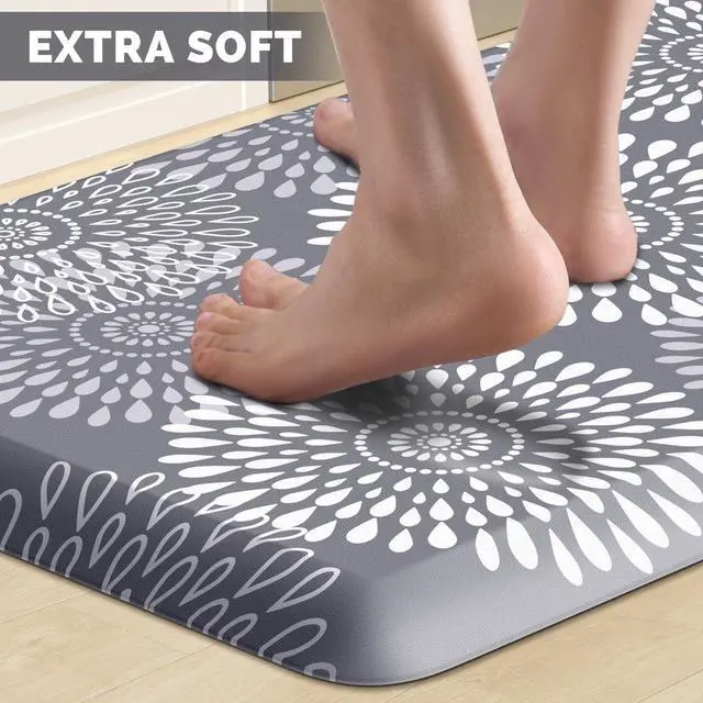 Alt view image 3 of 7 - Kitchen Mat Waterproof Kitchen Rugs for Floor Cushioned Anti-Fatigue Mat Non-Slip Standing Desk Mat Comfort Floor Mats for House Sink Office 17.3" x 28" Grey