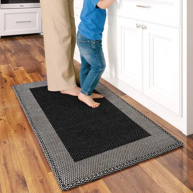 Main image of Kitchen Mats for Floor, Super Absorbent Kitchen Rugs Non Slip Washable, Soft Braided Kitchen Runner Rug, Standing Mat Kitchen Sink Mat, Easy to Clean, Black 17x30
