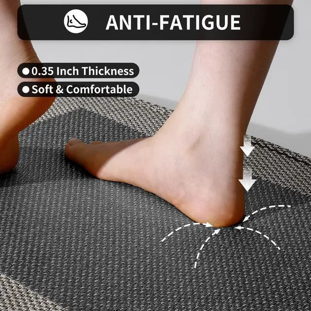 Alt view image 7 of 7 - Kitchen Mats for Floor, Super Absorbent Kitchen Rugs Non Slip Washable, Soft Braided Kitchen Runner Rug, Standing Mat Kitchen Sink Mat, Easy to Clean, Black 17x30
