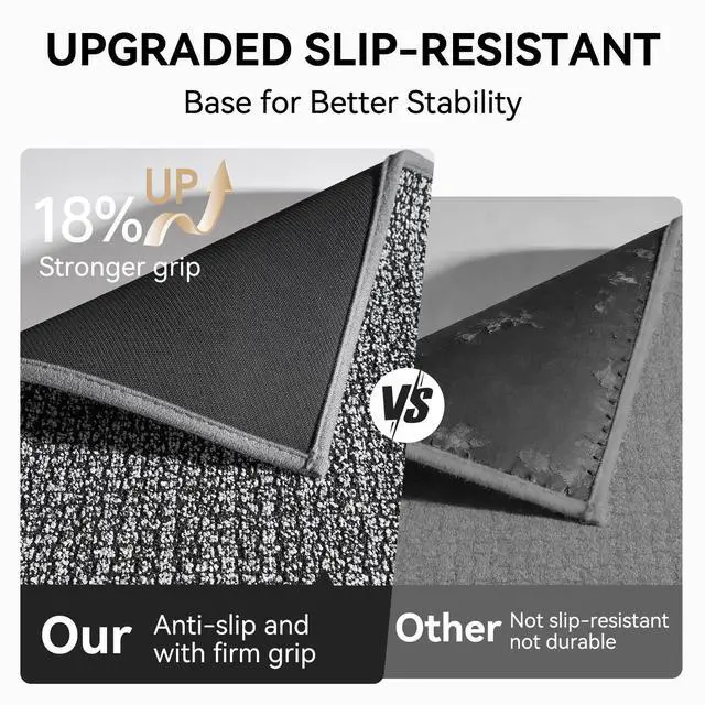 Alt view image 4 of 7 - Kitchen Rugs and Mat Non Slip Washable, Super Absorbent Kitchen Mats for Floor, Rubber Backing Soft Braided Standing Kitchen Sink Mat Kitchen Runner, Front of Sink, Easy Clean, Grey 17"x30"