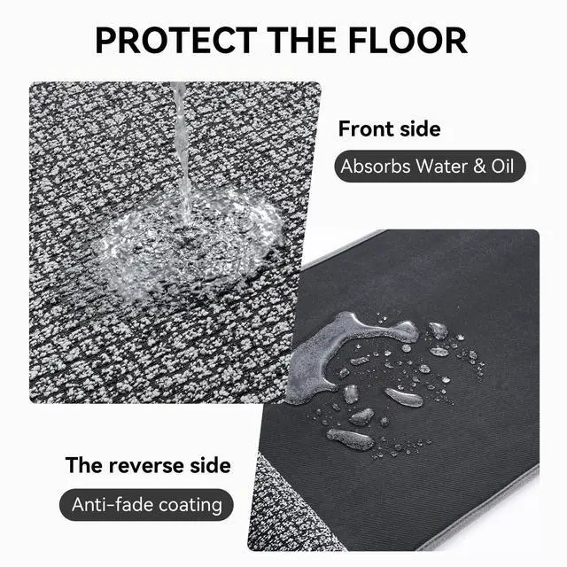 Alt view image 5 of 7 - Kitchen Rugs and Mat Non Slip Washable, Super Absorbent Kitchen Mats for Floor, Rubber Backing Soft Braided Standing Kitchen Sink Mat Kitchen Runner, Front of Sink, Easy Clean, Grey 17"x30"