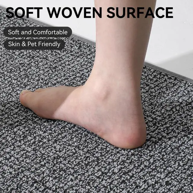 Alt view image 6 of 7 - Kitchen Rugs and Mat Non Slip Washable, Super Absorbent Kitchen Mats for Floor, Rubber Backing Soft Braided Standing Kitchen Sink Mat Kitchen Runner, Front of Sink, Easy Clean, Grey 17"x30"