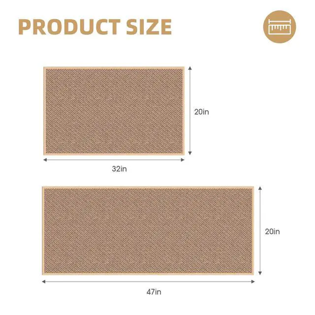 Alt view image 2 of 7 - Kitchen Mats for Floor 2 Piece - Kitchen Rugs Non Slip Washable 20"x32"+20"x47", Beige